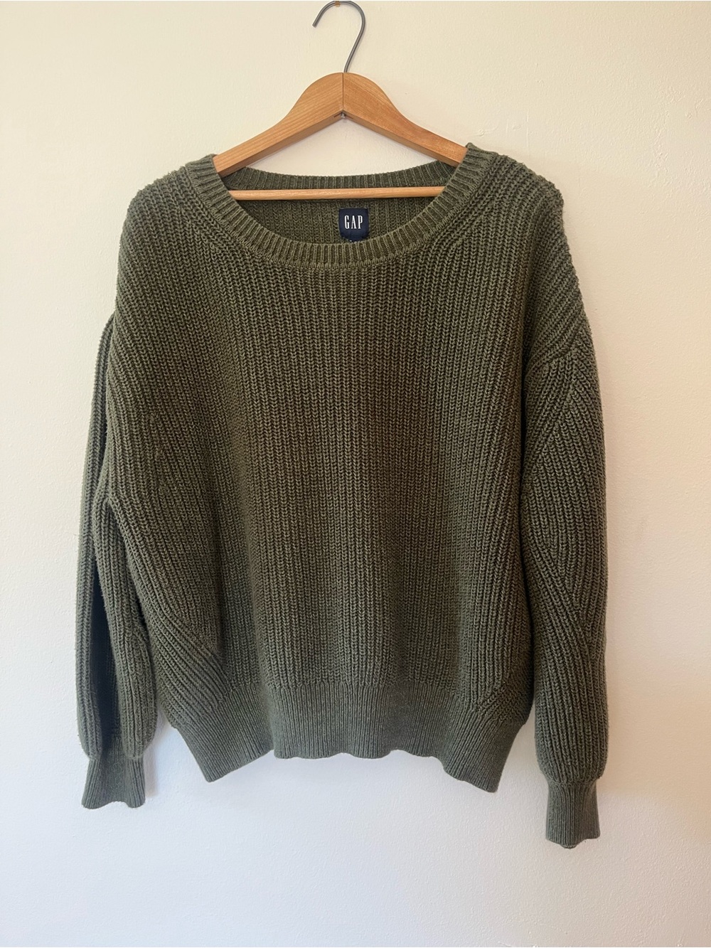 GAP Olive Green Crewneck Rib Knit Sweater